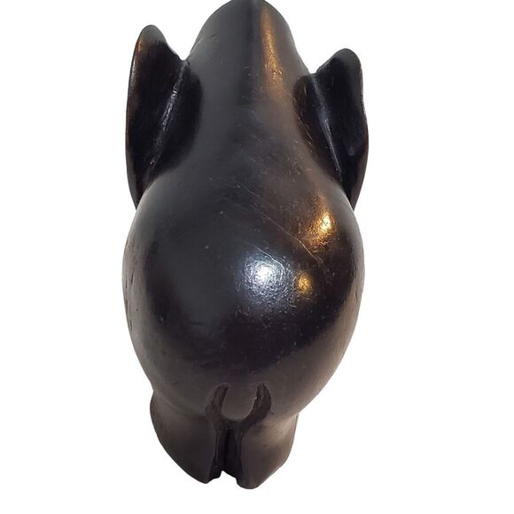 Hand Carved Wooden Elephant 4 Inches tall Removable Tusks Dark Brown to black - Picture 6 of 6